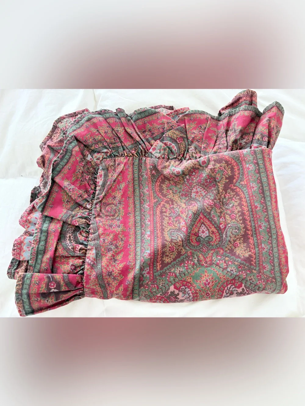 Ralph Lauren Pink and Green Paisley Pillow Sham, Shabby Chic